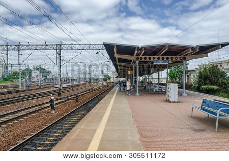 Gdynia, Pomerania Region / Poland - 2019: Passengers Are Waiting For The Train On The Platform Of Th