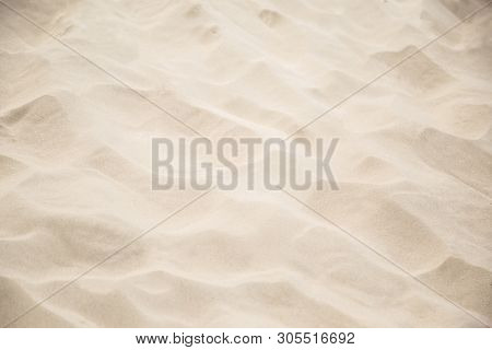 Fine Beach Sand In The Summerbackground With Copy Space And Visible Sand Texture.