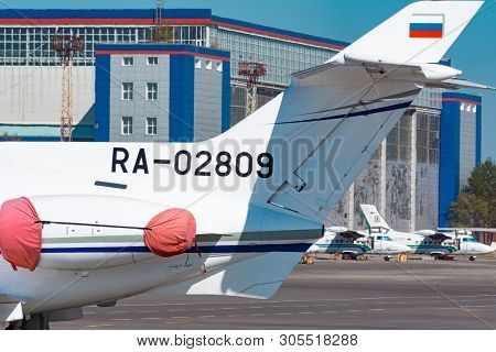 Khabarovsk, Russia - Sep 29, 2018: Hawker Siddeley Hs-125-700a Ra-02809 Weltall-avia Stands In Khaba