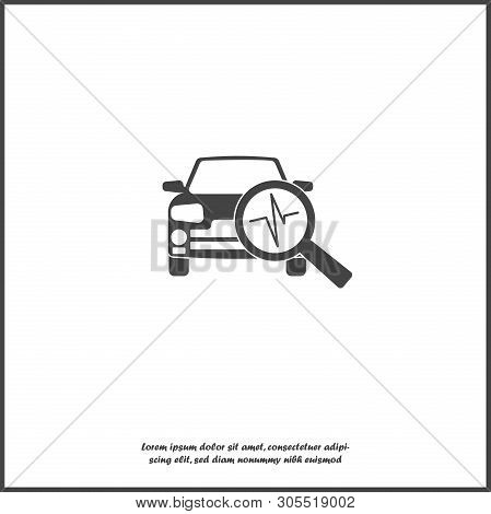 Vector Car Diagnostics Icon On White Isolated Background.