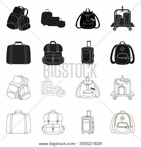 Vector Design Of Backpack And Bag  Icon. Set Of Backpack And School Vector Icon For Stock.