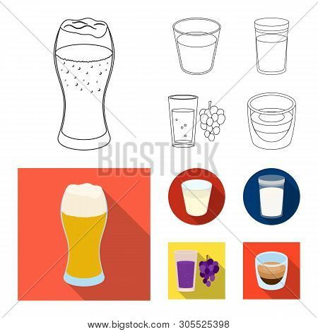 Isolated Object Of Glass  And Transparent  Icon. Set Of Glass  And Empty  Vector Icon For Stock.