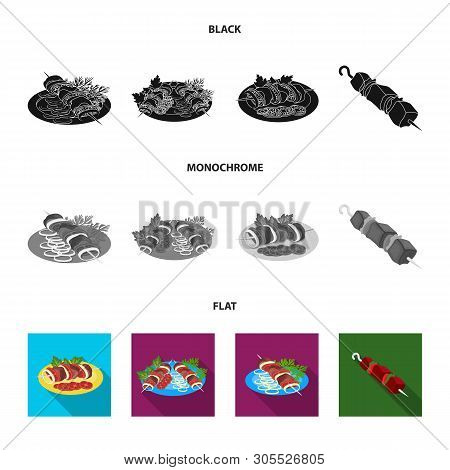 Vector Design Of Grill And Bbq Sign. Set Of Grill And Cover Stock Vector Illustration.