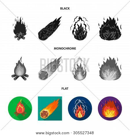 Vector Design Of Fire And Flame Sign. Set Of Fire And Fireball Stock Vector Illustration.