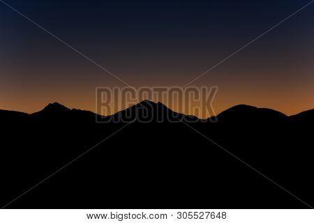 Early Dawn Over Mountainous Peak Horizon, Mossel Bay, South Africa