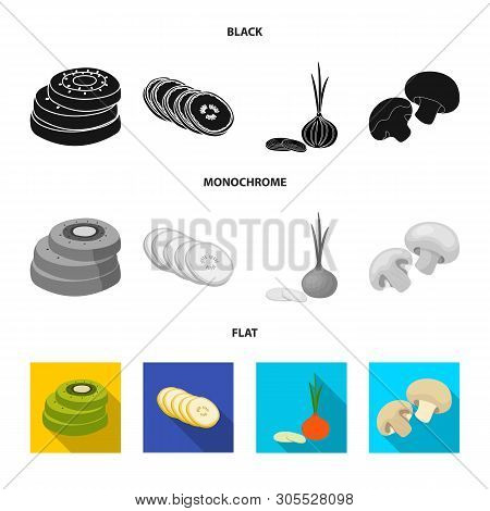 Vector Design Of Vegetable And Fruit Sign. Set Of Vegetable And Food Vector Icon For Stock.