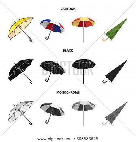 Isolated Object Of Umbrella And Cloud Symbol. Set Of Umbrella And Rain Stock Vector Illustration.