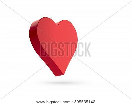 Red Heart. Symbol Of Love. Volumetric 3d Heart. 3d Model, 3d Render, 3d Model, 3d Illustration