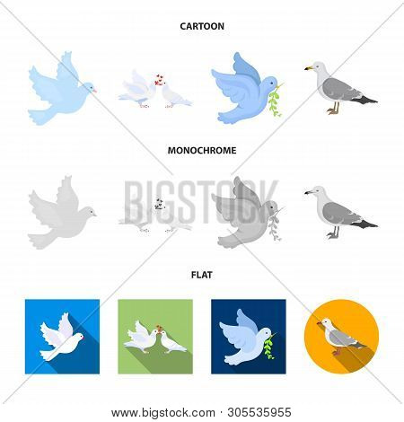 Isolated Object Of Flying And Dove Symbol. Collection Of Flying And Carrier Vector Icon For Stock.