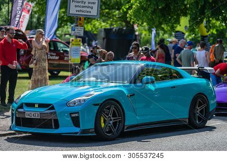 Bedford, Bedfordshire, Uk June 2 2019. Fragment Of Nissan Gtr