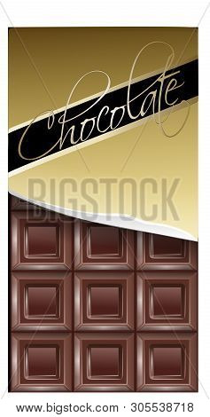Chocolate Bar In Golden Wrapping Realistic Illustration