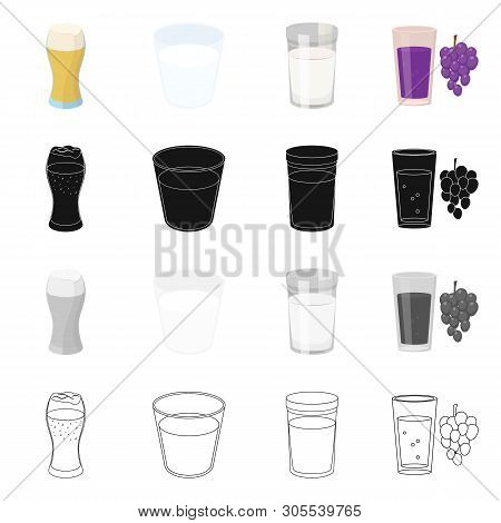Vector Design Of Glass  And Transparent  Symbol. Set Of Glass  And Empty  Vector Icon For Stock.