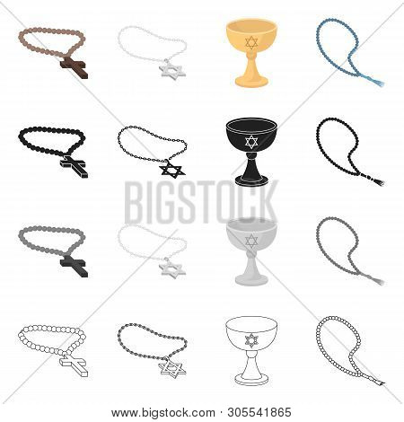 Vector Design Of Muslim And Items Logo. Set Of Muslim And Candle Stock Symbol For Web.