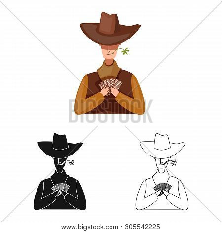 Vector Design Of Cowboy And Man Icon. Set Of Cowboy And Hunter Stock Symbol For Web.