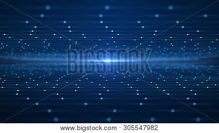 Futuristic Abstract Background Concept. Network Conveying Connectivity, Complexity And Data Flood Of