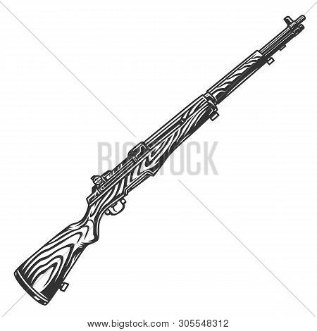 Vintage Carbine Rifle Concept In Monochrome Style Isolated Vector Illustration
