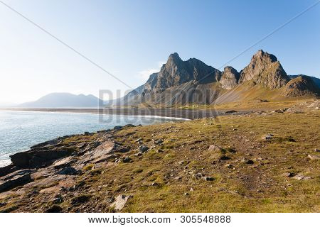 Hvalnes Lava Beach Landscape, East Iceland Landmark. Iceland Scenery