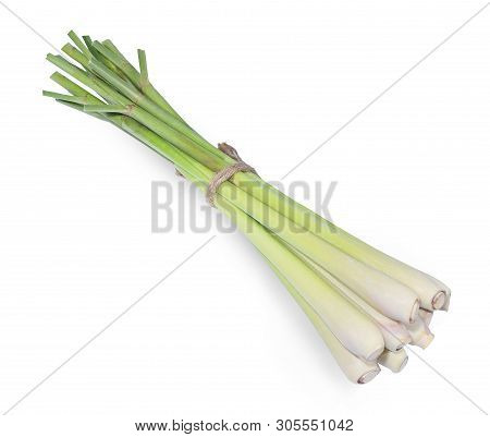 Fresh Lemongrass Rope  Isolated On White Background