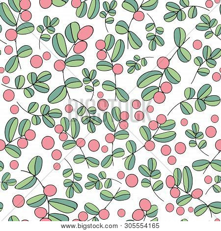 Blueberry Berries Seamless Vector Pattern On White Background