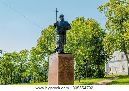 Valaam Island, Russia - 07.17.2018: A Monument To The Holy Apostle Andrew The First-called Near The 