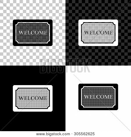 Doormat With The Text Welcome Icon Isolated On Black, White And Transparent Background. Welcome Mat 