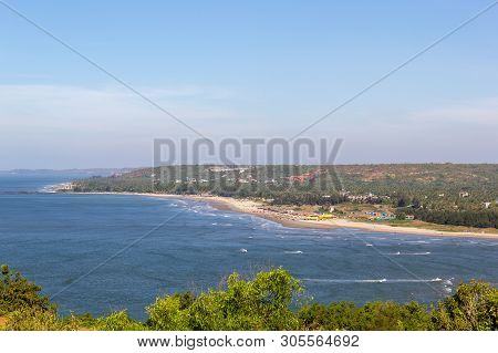 Landscape Of The Sea And The Beach. View Of Morjim Beach