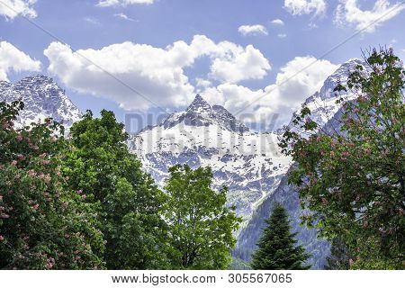 Snowy Mountain Range In Austria: Loferer Steinberge
