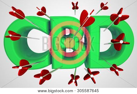 CBD Cannabidiol Marijuana Cannabis Arrows Target Bullseye 3d Illustration