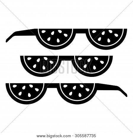 Set Of Pixel Glasses Watermelon Summer Style Vector