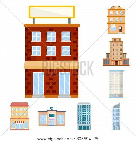 Vector Design Of Facade And Building Icon. Set Of Facade And Exterior  Vector Icon For Stock.