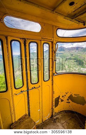 Khulo, Georgia - May 8, 2017. Old School Funicular Public Transportation Over Valley. Asia, Post-sov