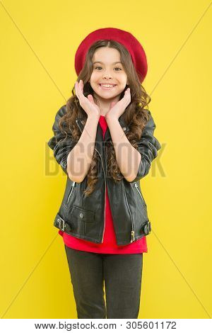 Discover The Beauty Within. Happy Beauty Girl Smiling On Yellow Background. Beauty Look Of Adorable 