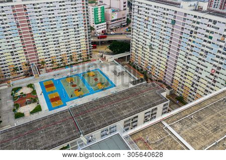 Choi Hung, Hong Kong 16 May 2019: Top view of Choi Hung Estate