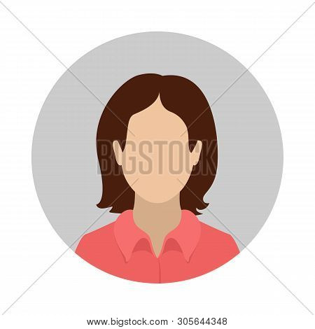 Brown-haired Caucasian Woman In Chemise. Abstract Female Avatar. Vector Icon.