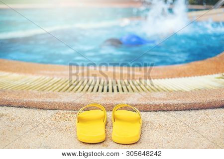 Young Boy Drowning In The Pool Swimming