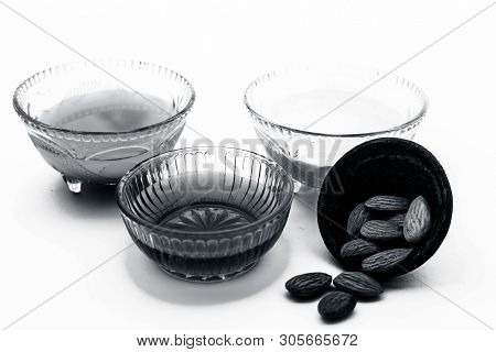 Natural Ex-foliating Face Mask Isolated On White In A Glass Bowl I.e. Raw Milk Well Mixed With Honey