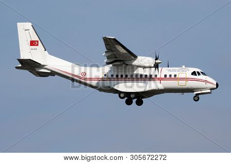 Istanbul / Turkey - March 28, 2019: Turkish Air Force Casa Cn-235 94-068 Military Transport Plane Pl