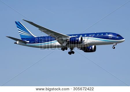 Istanbul / Turkey - March 28, 2019: Azal Azerbaijan Airlines Boeing 787-8 Dreamliner Vp-bbs Passenge
