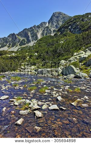 River And Sivrya Peak, Pirin Mountain, Bulgaria