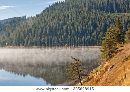 Autumn View Of Golyam Beglik Reservoir, Rhodopes Mountain, Bulgaria