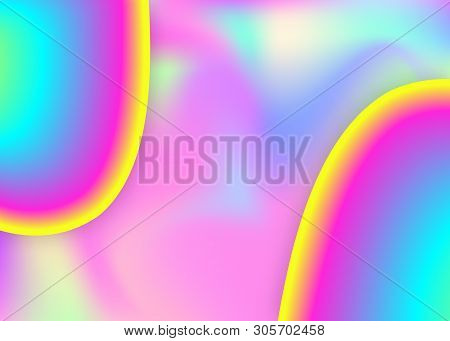 Liquid Fluid. Creative Banner, Certificate Frame. Vivid Gradient Mesh. Holographic 3d Backdrop With 