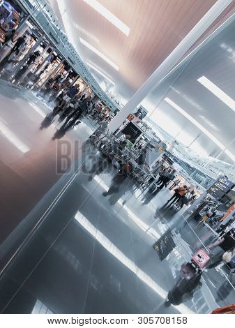 Barcelona, Spain - June 08, 2019. El Prat Josep Tarradellas Airport. Public Area With Passengers, Wa