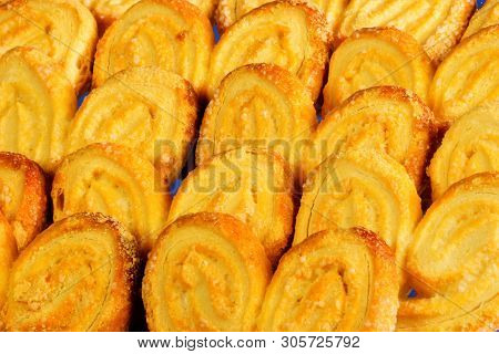 Cookies In The Form Of Hearts--a Popular Food Delicacy. Cookies Small Confectionery Baked From Dough