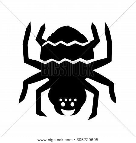 This Vector Image Shows A Tarantula Icon In Glyph Style. It Is Isolated On A White Background.