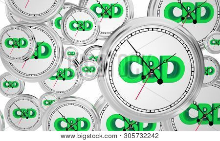 CBD Cannabidiol Marijuana Cannabis Time Clocks Deadline 3d Illustration