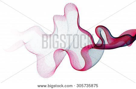 Wave Of Flowing Particles Modern Relaxing Illustration. Round Dots Vector Abstract Background. Beaut