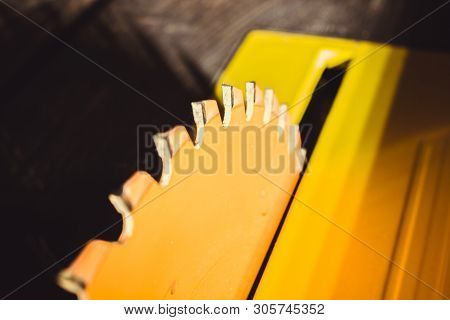 Circular Saw. Carpentry. Electric Saw Table Tool For Woodwork.