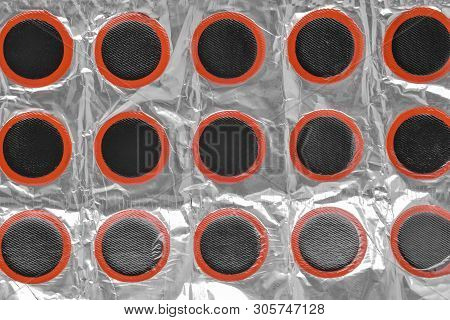 Bicycle Tire Patch Set Background View From Top