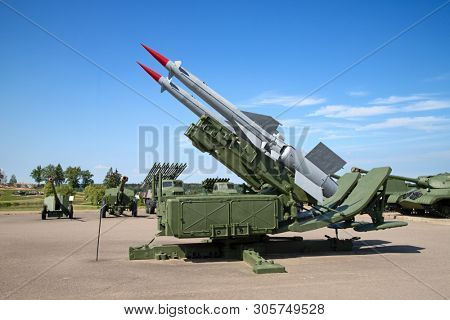 Soviet surface-to-air anti aircraft systems on the military exhibition