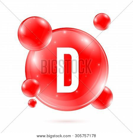 Creative Illustration Of Vitamin D. Cholecalciferol Drop Pill Capsule. Nutrition Care. Art Design. A